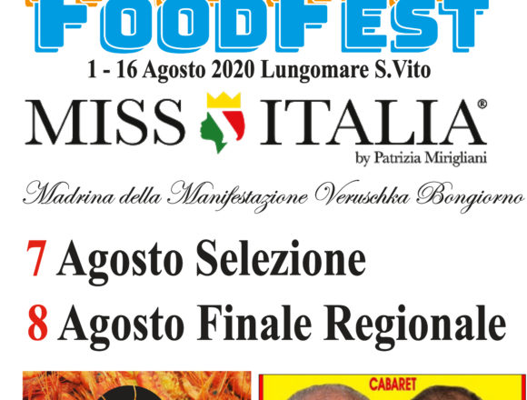 Al via dal 1 agosto Mazara Food Fest 2020, il Festival del cibo del Mediterraneo. Tra gli appuntamenti: la finale di Miss Italia