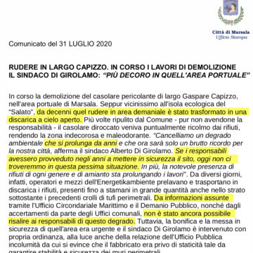 Ancora sulla discarica di Largo Capizzo: la maldestrezza di un comunicato stampa che confessa l’inerzia di una Amministrazione Comunale