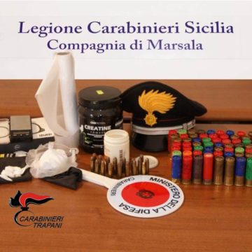 Marsala, deteneva in casa cartucce e cocaina: arrestato 46enne