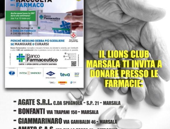 Il Lions Club di Marsala promuove la Giornata di raccolta del Farmaco