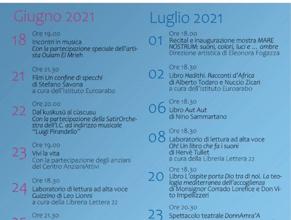 “Mediterraneo: visioni all’orizzonte”, a Mazara del Vallo da domani al via rassegna di 14 incontri