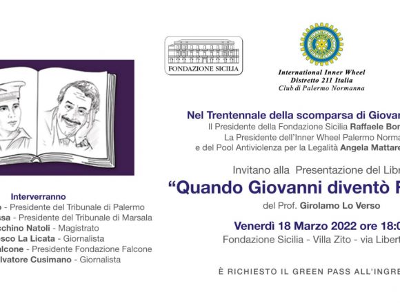 Presentazione del libro “Quando Giovanni diventò Falcone” di Girolamo Lo Verso, venerdì 18 marzo ore 18 Villa Zito a Palermo