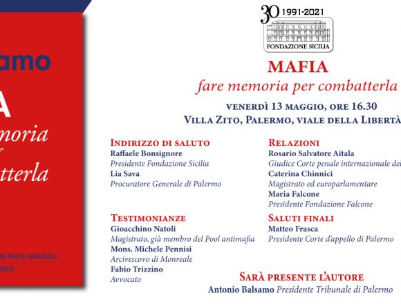 Presentazione del volume di Antonio Balsamo: “Mafia, fare memoria per combatterla”