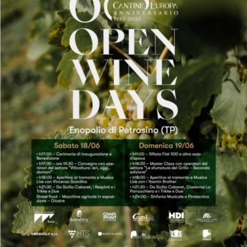 Grande evento Sabato 18 e Domenica 19 giugno: Wine Open Days – Edizione Speciale – 60° Anniversario Cantine Europa S.C.A. presso l’Enopolio di Petrosino