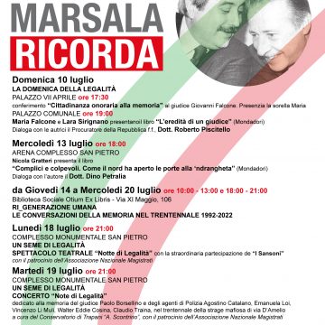 “Marsala ricorda”. Domenica, al giudice Giovanni Falcone la cittadinanza onoraria alla memoria. Gli altri appuntamenti nel “trentennale stragi di mafia”