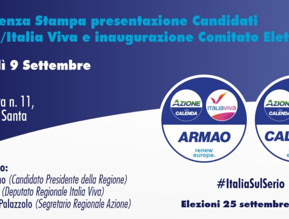 Elezioni regionali, conferenza stampa e inaugurazione comitato elettorale Italia Viva Sicilia