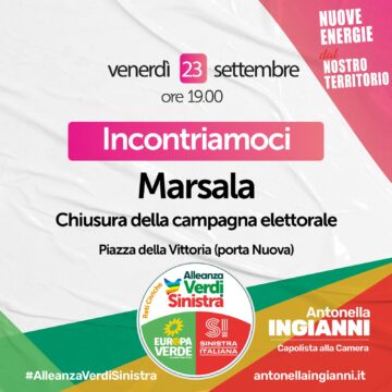 Antonella Ingianni chiuderà la sua campagna elettorale a Marsala, domani 23 settembre, a Porta Nuova alle ore 19