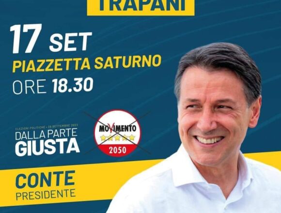 M5S, Conte a Trapani il 17 settembre ore 18 Piazzetta Saturno