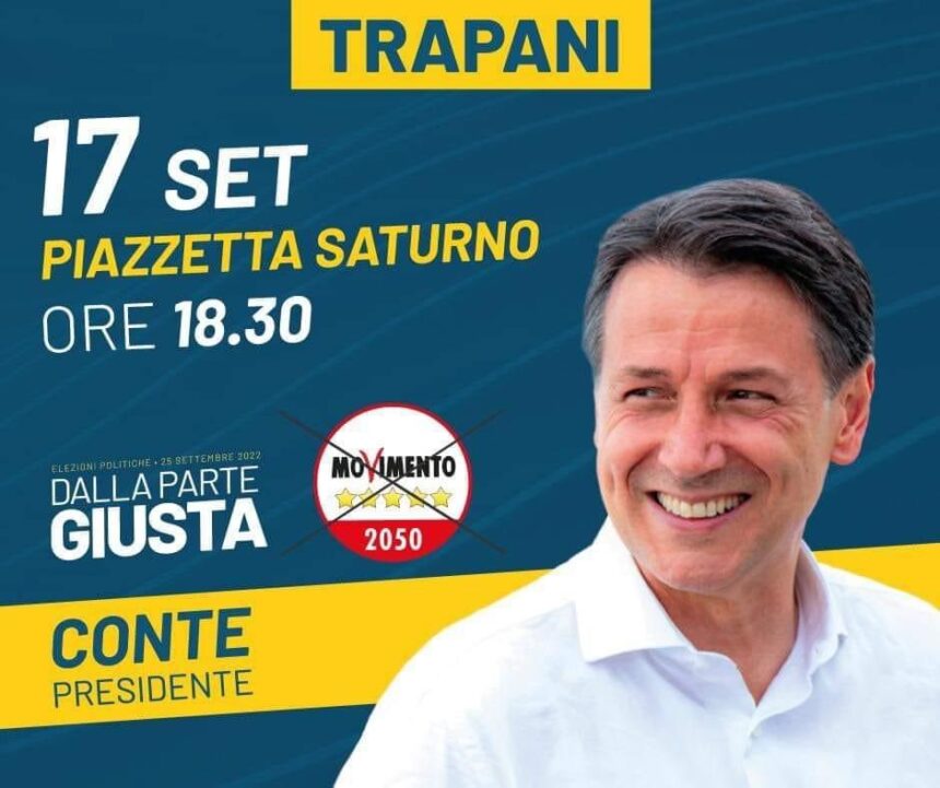 M5S, Conte a Trapani il 17 settembre ore 18 Piazzetta Saturno