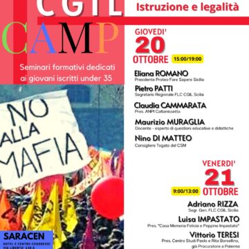 Flc Cgil Camp: La coscienza è conoscenza, 20 e 21 ottobre Palermo