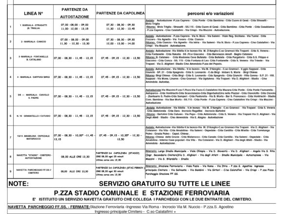 1 e 2 Novembre a Marsala. Bus navetta e linee urbane gratuite in entrambe le ricorrenze