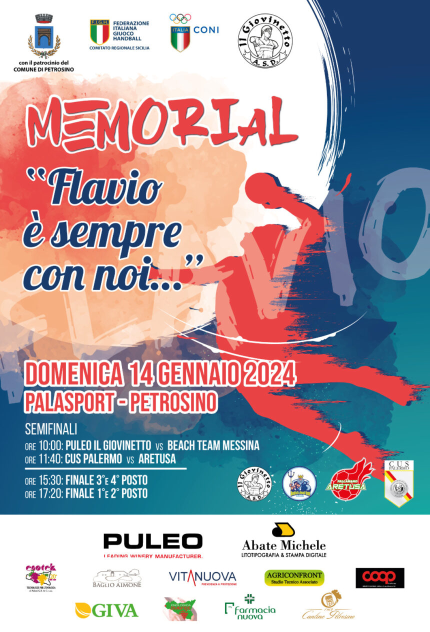 Domenica 14 gennaio, al Palasport di Petrosino, il Memorial “Flavio è sempre con noi…”
