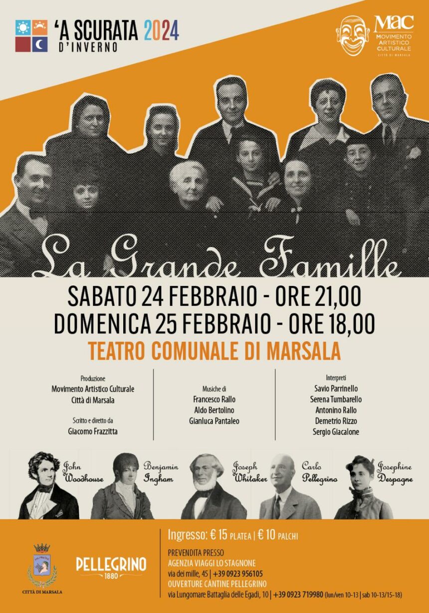 Marsala, prima Rassegna “‘a Scurata d’Inverno”: sabato 24 e domenica 25 febbraio in scena “La Grande Famille”