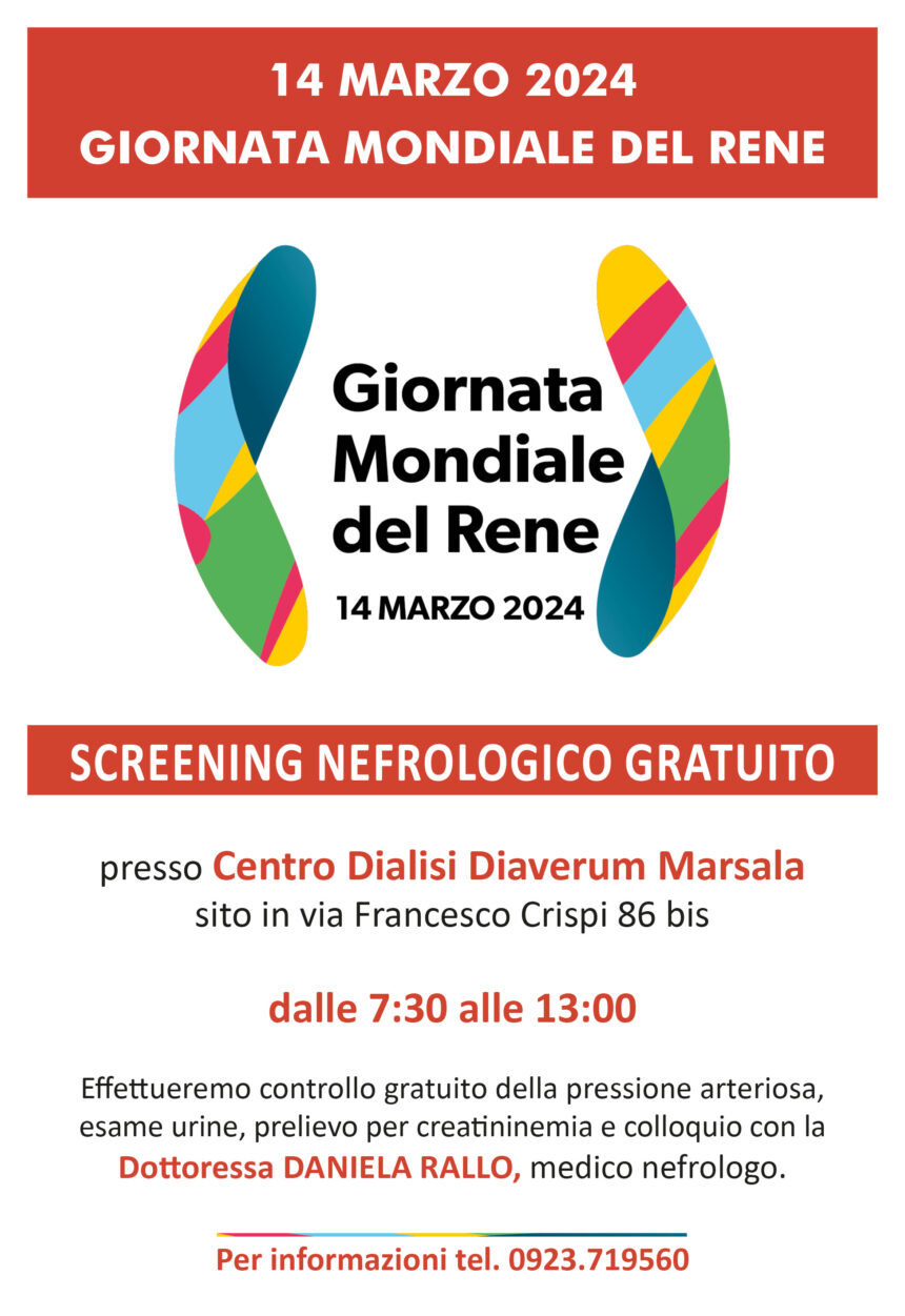 Il 14 marzo screening nefrologico gratuito a Marsala