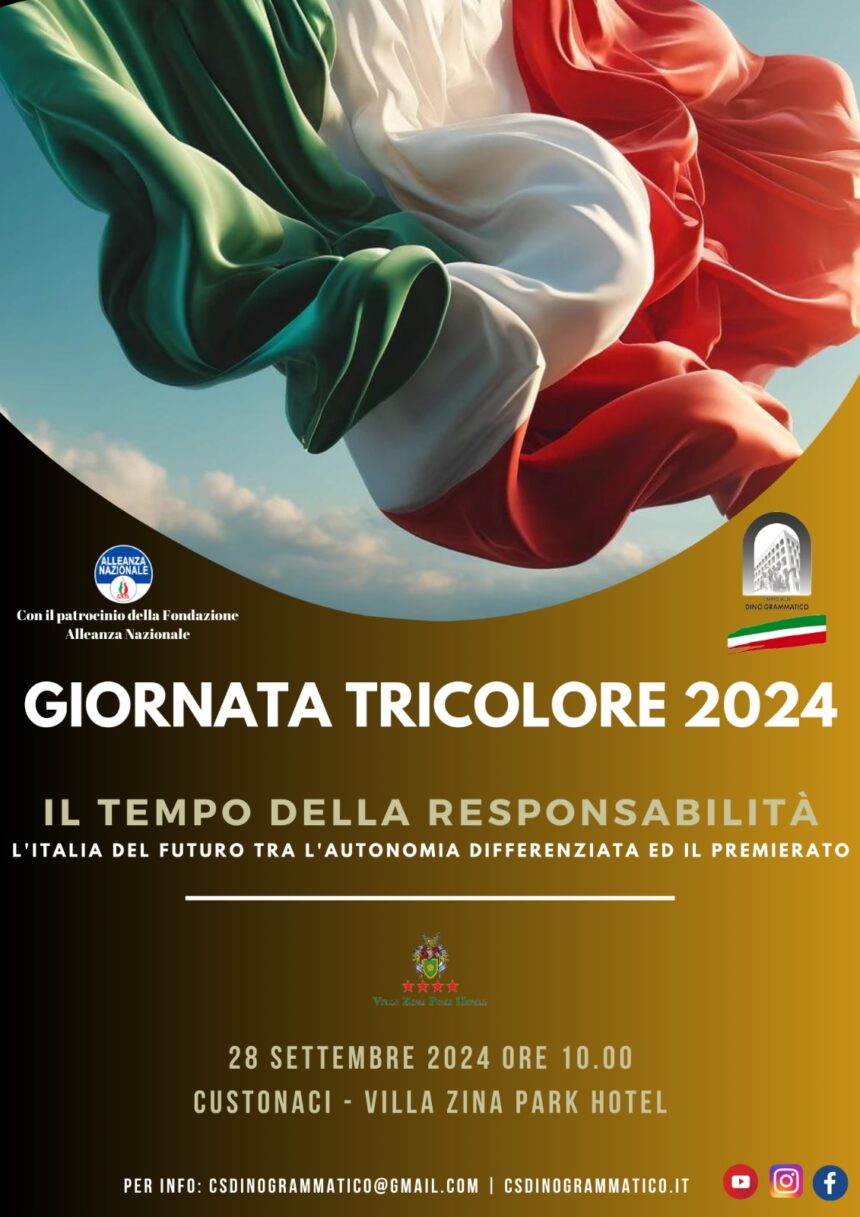 Sabato 28 settembre la XII «Giornata Tricolore» a Custonaci «Il tempo della responsabilità» è il tema di questa edizione